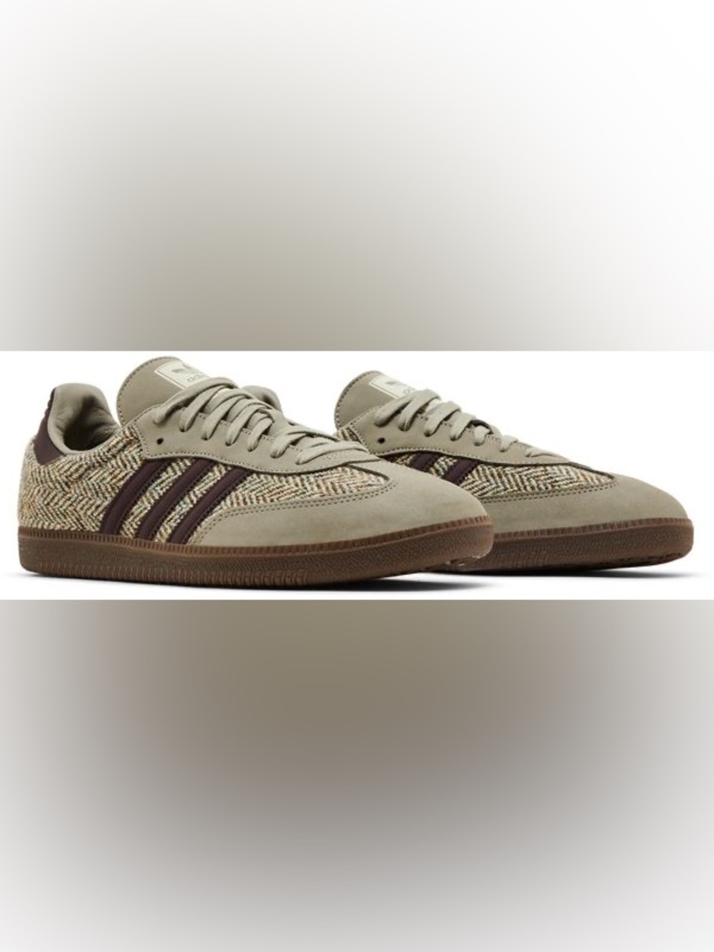 adidas Mens Samba OG 'Tweed Pack -
Wonder Beige' Dark brown leather Sneaker Shoe